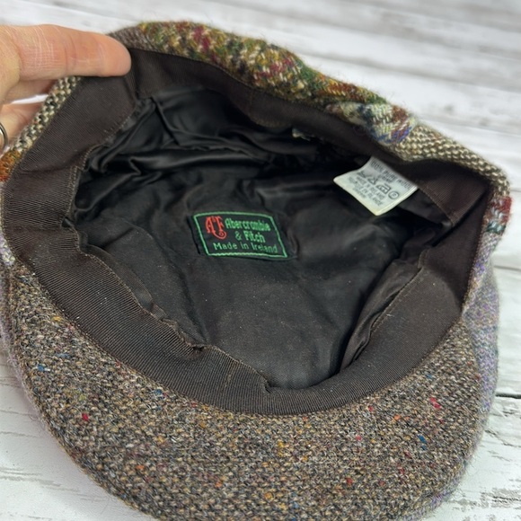 ABERCROMBIE & FITCH patchwork tweed newsboy cap made in Ireland tweed wool - Picture 3 of 6